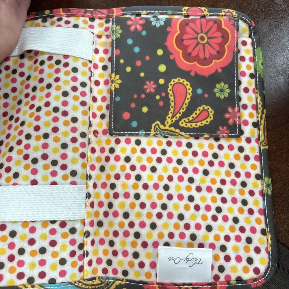 Thirty-One Fold n' Go Organizer Floral Fanfare Travel Pouch Makeup Jewelry FLAW